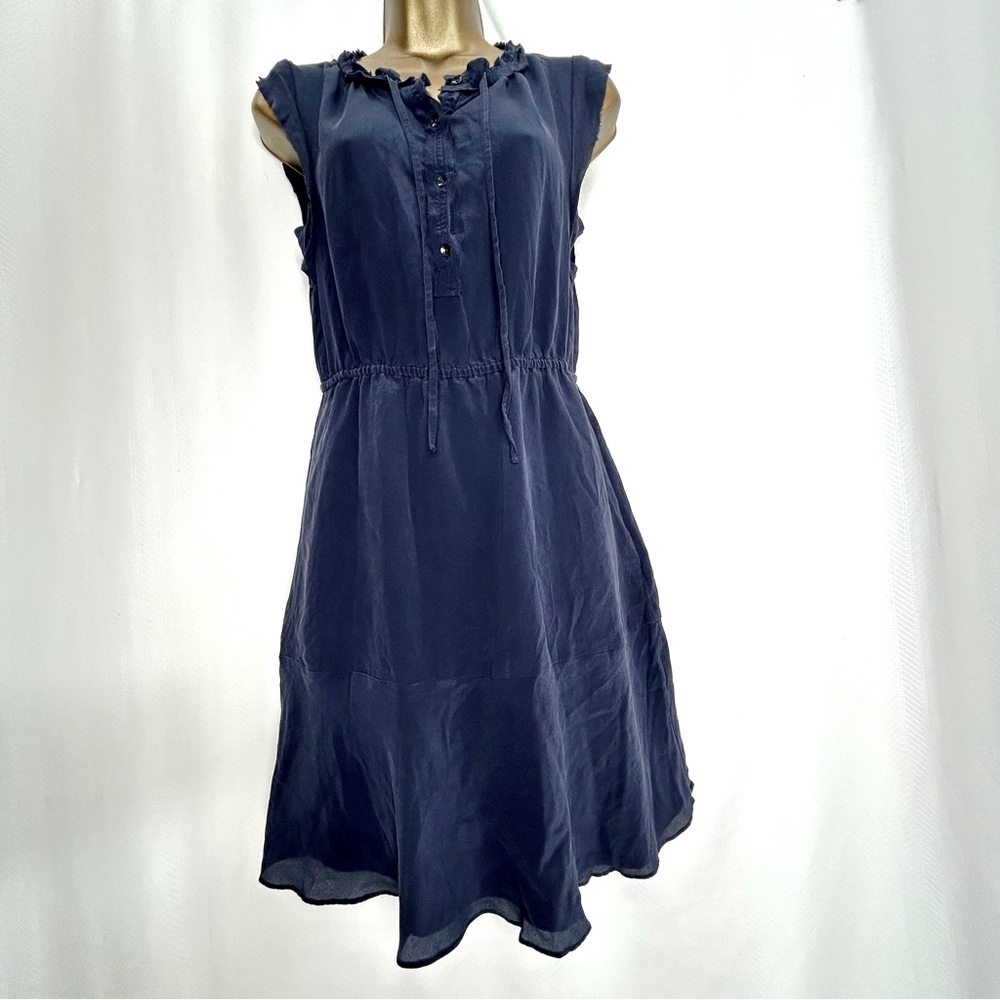 Broadway and Broome silk Elegant Navy Sleeveless Dress